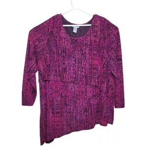 Catherines Women’s 3X Blouse Long Sleeve Stretch Pullover 26/28W